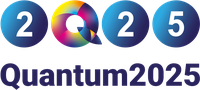 Schriftzug Quantum2025, darüber die Zahl 2025 wobei die Null durch ein buntes Q und die übrigen Ziffern auf blauem Grund in rund dargestellt werden