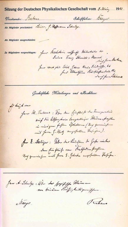 Auszug aus dem Protokollbuch der DPG