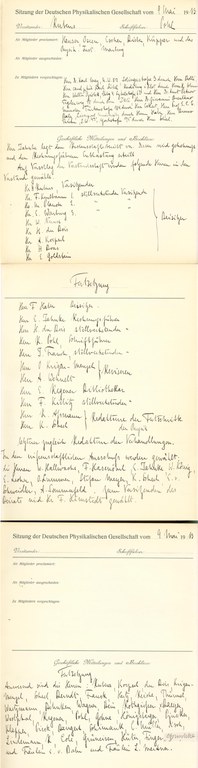 Auszug aus dem Protokollbuch der DPG