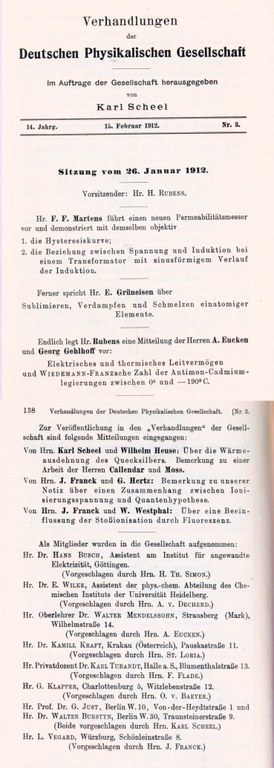 Auszug aus den Verhandlungen der DPG