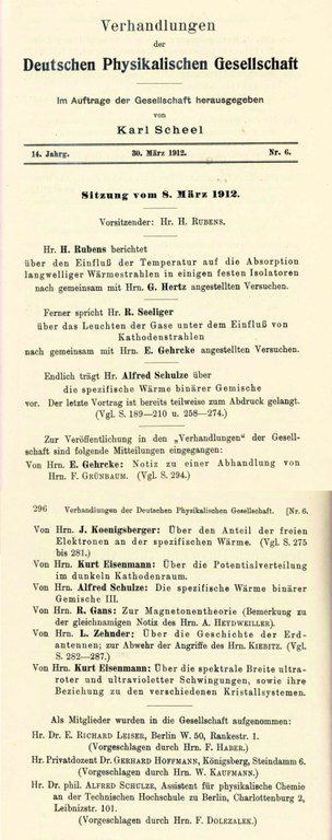 Auszug aus den Verhandlungen der DPG