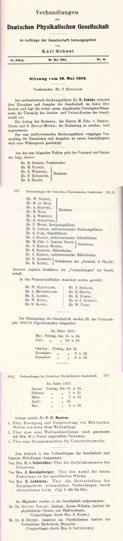 Auszug aus den Verhandlungen der DPG