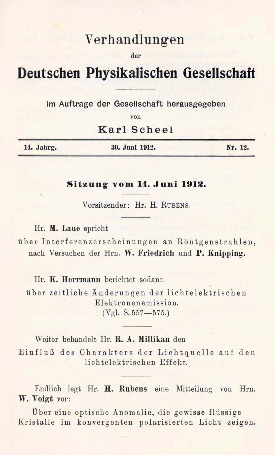 Auszug aus den Verhandlungen der DPG