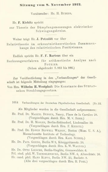 Auszug aus den Verhandlungen der DPG