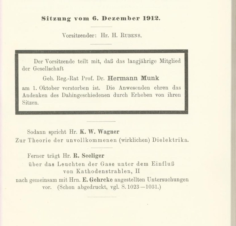 Auszug aus den Verhandlungen der DPG