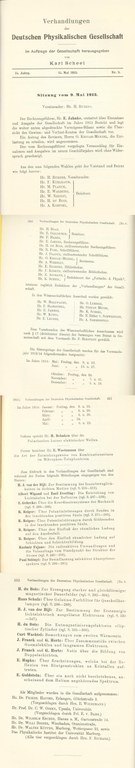 Auszug aus den Verhandlungen der DPG