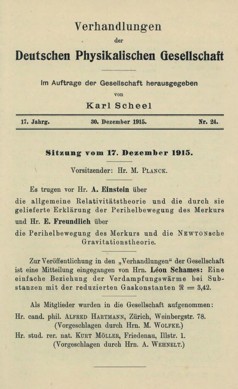 Auszug aus den Verhandlungen der DPG